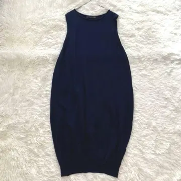 미즈이로 인드 코쿤 니트 베스트 울 100% 원피스 다크 네이비