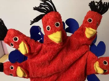 5마리 레드버드 핸드 퍼펫