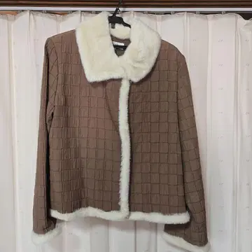 브라운 플리스 퀼팅 자켓