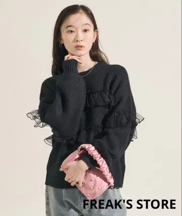 FREAK'S STORE 튤 프릴 도킹 니트 풀오버