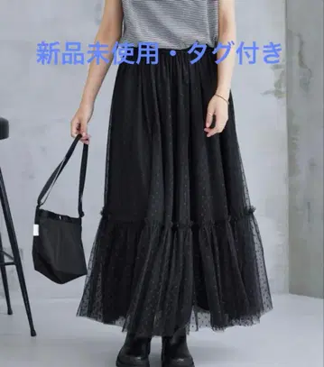 [ 미사용 새상품 ] 레리움 워셔블 도트 튤 이지 스커트