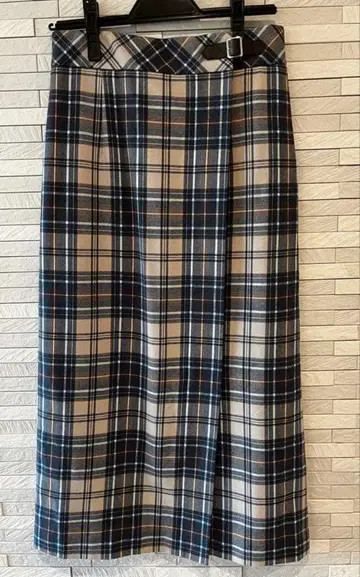 어반 리서치 미니 벨트 타이 스커트 타이트 스커트 체크 스커트