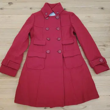 새상품급 Catherine Harnel 더블 버튼 레드 울 코트 36