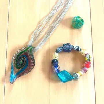 수입 이탈리아제 베네치안 유리 목걸이 팔찌 반지 3점