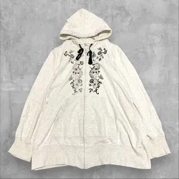 케이타 마루야마 지퍼 후드티 꽃 화이트 M