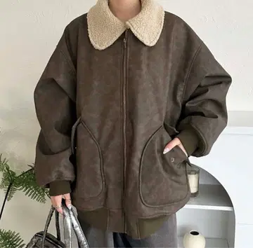 세다클 인조 가죽 보아 블루종 브라운 S