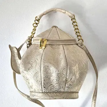 초개성파! 초레어! 골드 찻주전자형 가죽 숄더백 핸드백