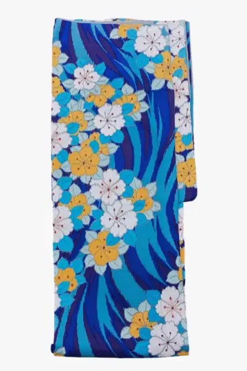 세탁 가능한 코몬 이중 기모노 L 사이즈 블루