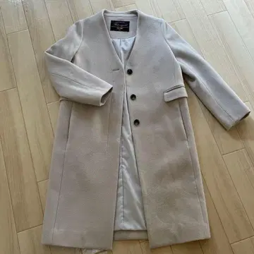 슬로브 이에나 울 100% 노카라 코트 롱 코트