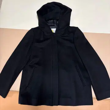 URBAN RESEARCH DOORS 후드 부착 울 코트 블랙