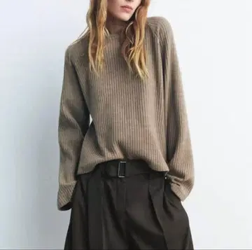 ZARA 자라 소프트 리브 스웨터 M 여성용 와이드 니트