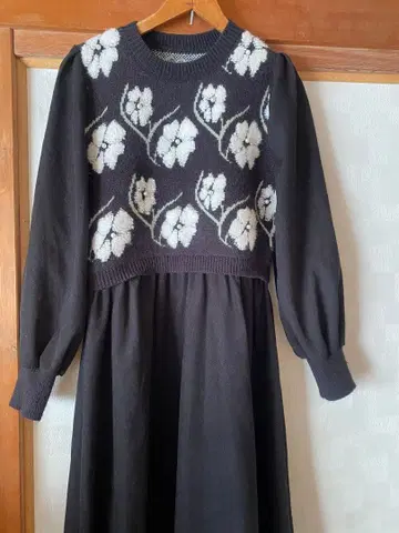 꽃무늬 니트 롱 원피스