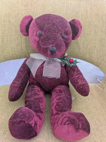 벨벳 곰 봉제 인형 버건디