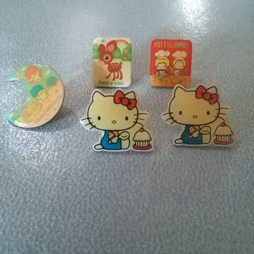 산리오 키티.키키&라라.파티&지미.디어 낚시릴 핀 배지 5개