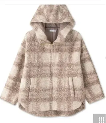 유미 씨 탈 후드 부착 체크 코트