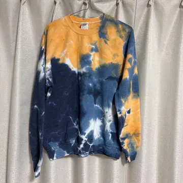 타이다이 염색 크루넥 맨투맨 트레이닝복 속기모 데님