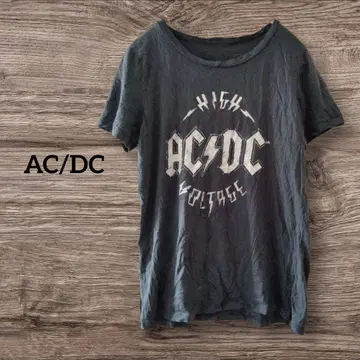 1점 한정 AC/DC 그레이 T셔츠 반팔 상의 로고 프린트 티셔츠