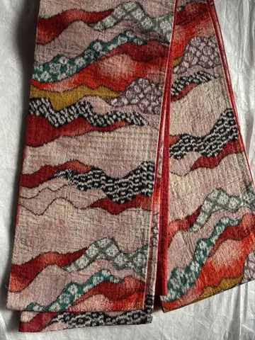 컬러풀 물결 무늬 반폭 오비 새상품급