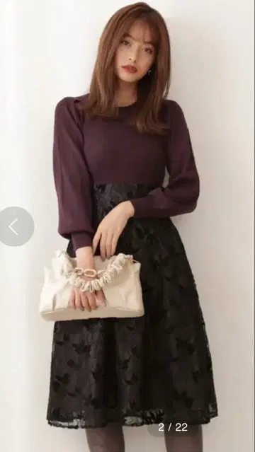 프로포션 바디 드레싱 벨로아 레이스 니트 도킹 원피스