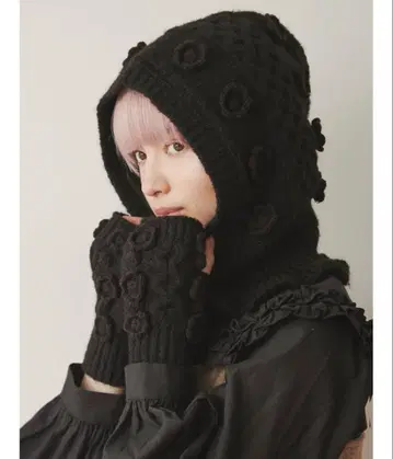 merryjenny 꽃 니트 발라클라바, 꽃 니트 장갑