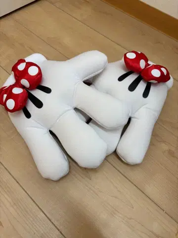 미니 마우스 손 모양 모자 빨간색 도트 리본