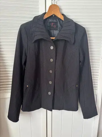 Tu 스트라이프 테일러드 자켓 블랙