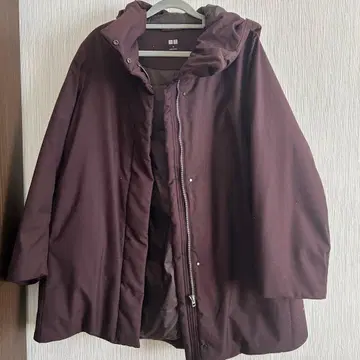 UNIQLO 후드 부착 다운 자켓 다크 브라운