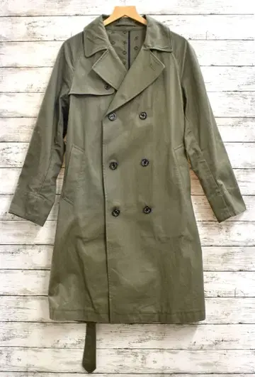 중고품 트렌치코트 롱 기장 남성용 카키 M 사이즈 롱 코트