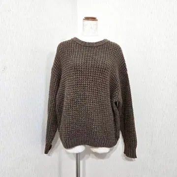 Ungrid 와플 편직 니트 긴팔 스웨터 브라운 긴팔 루즈핏 F