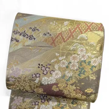 후쿠로 오비 원산 국학문 당직 학 문 국화 금실 기모노 114b p ms