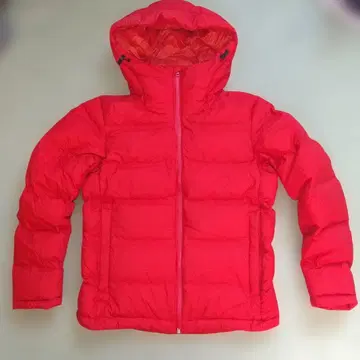 유니클로 UNIQLO 빨간색 후드 부착 다운 자켓 M
