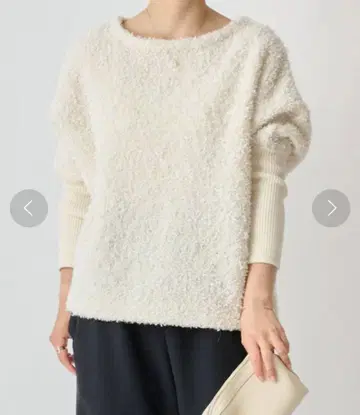 비어즐리 알파카 모헤어 니트 퍼 소재 보트넥 긴팔 상의