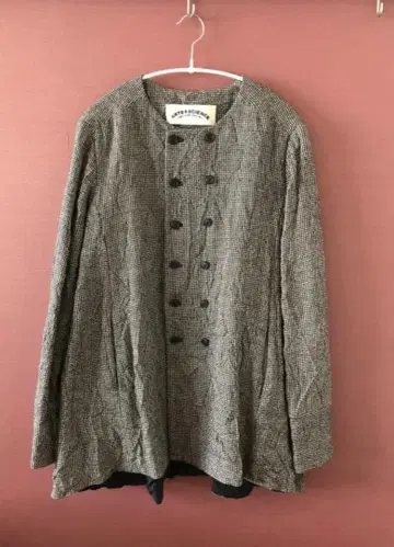 미사용 ARTS&CIENCE 울 린넨 노카라 더블 버튼 자켓