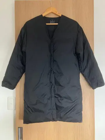 무인양품 포켓터블 노카라 다운 코트 블랙 XS-S