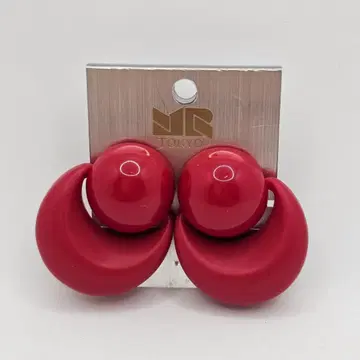 빨간색 후프 귀찌 골드톤 금장 장식