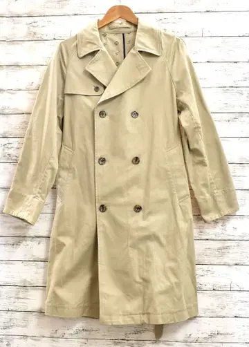 미사용 트렌치코트 롱 코트 남성용 L 사이즈 더블 베이지