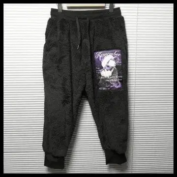 M 새상품 베어 샤기 보아 플리스 사루엘 조거 팬츠 BLK 곰 복슬복슬