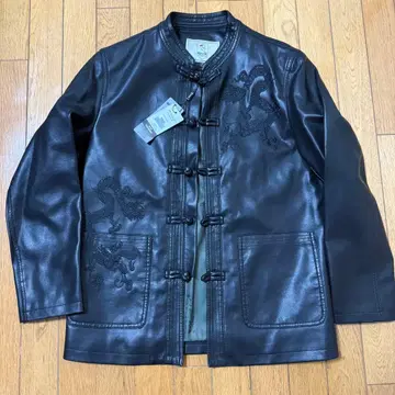 중국 램 가죽 쿵푸 자켓 용 자수 차이나