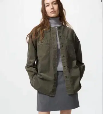 새상품 유니클로 코듀로이 롱 셔츠 자켓 L 사이즈