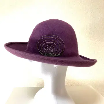 펠트 햇 보라색 와이드 챙 크라운 깊은 모자