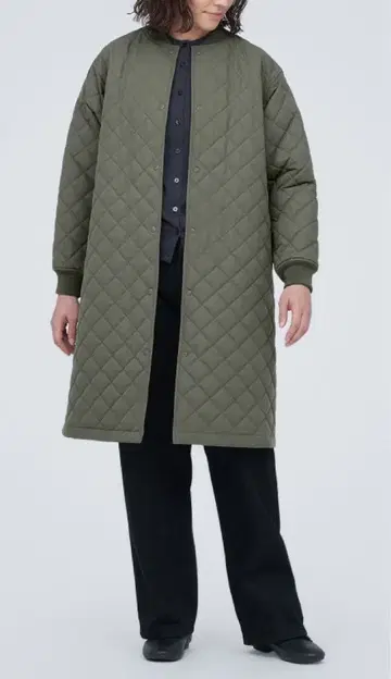 무인양품 워셔블 퀼팅 코트 S 스모키 그린