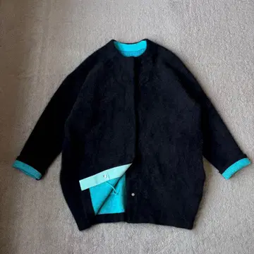 ELENDEEK 라쿤 믹스 더블 가디건 블랙 x 블루