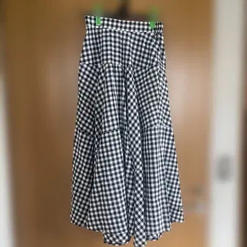 antiqua 깅엄 체크 롱 스커트