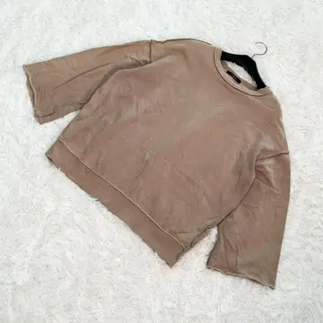 w closet 맨투맨 톤 다운 베이지 컷오프 빅 루즈 내추럴