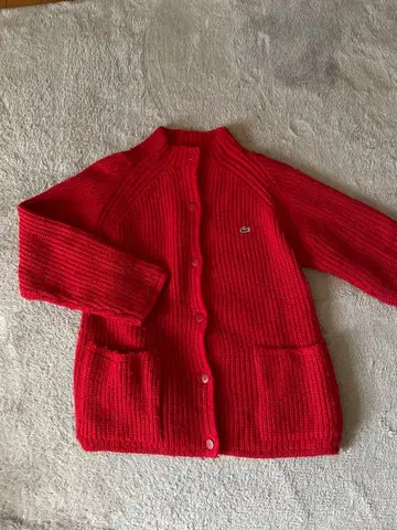 라코스테 빨간색 긴팔 가디건