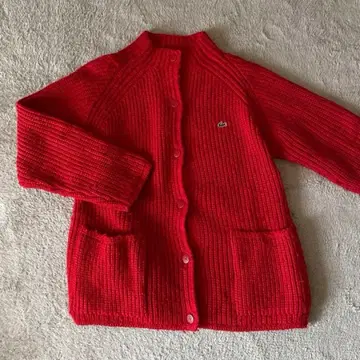 라코스테 빨간색 긴팔 가디건