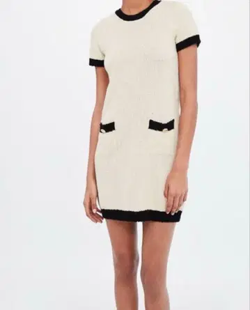 ZARA 반팔 미니 원피스 M 크림색