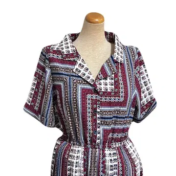 [ CHIPCLIP ] 반팔 롱 원피스 화려한 무늬 여성용 M 사이즈