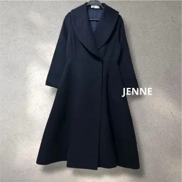 새상품 벨트 없음 엘레강트 컬러 플레어 코트 네이비 S JENNE
