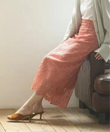 noble 리버 레이스 I 라인 스커트 오렌지 36